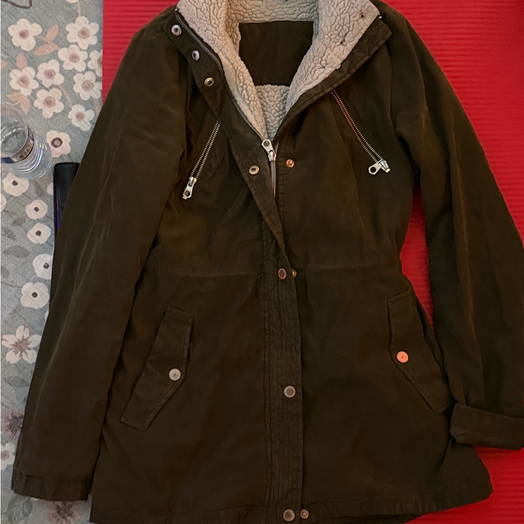 Nautica Olive Green Jacket With Cream Lining
